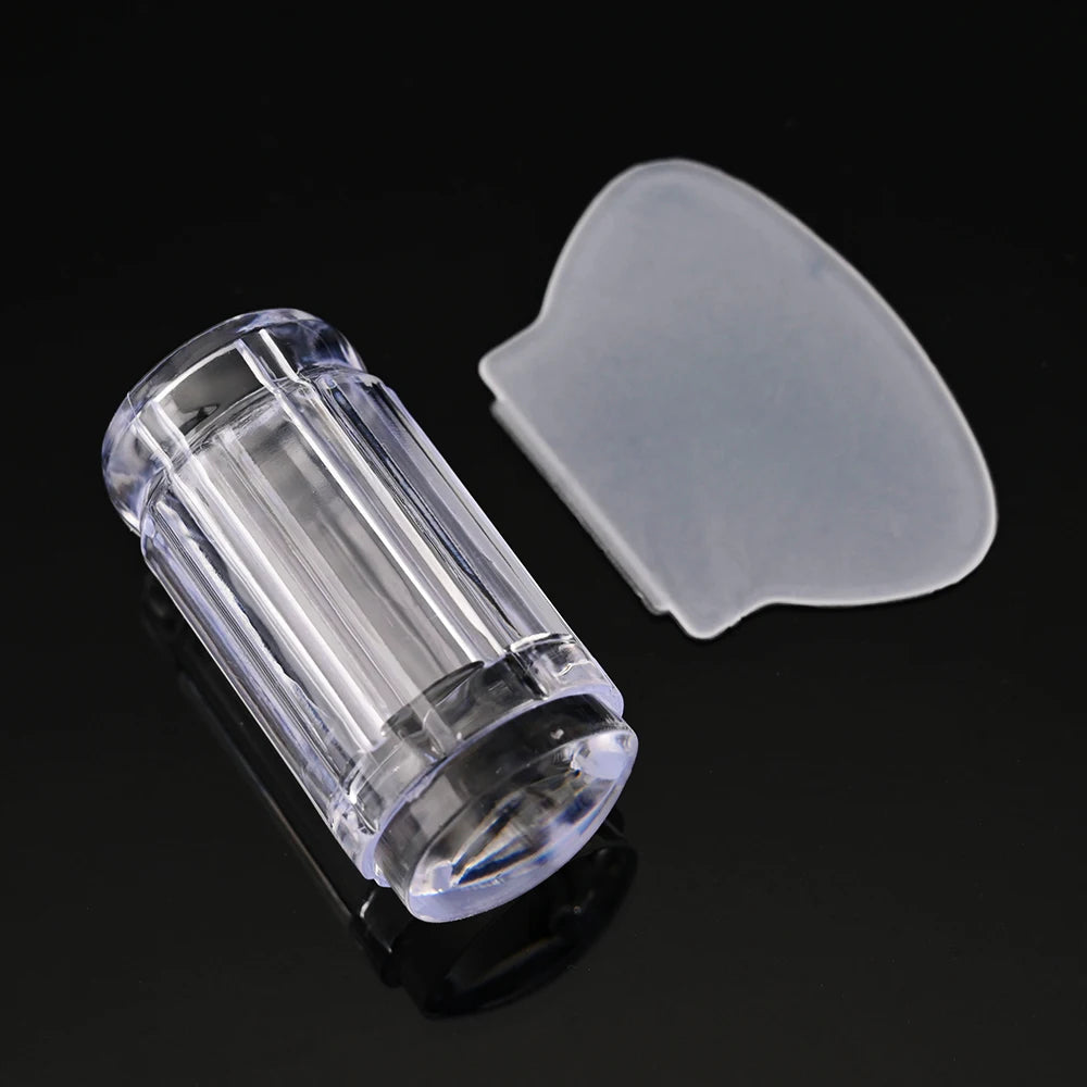 Jelly Silicone Nail Stamper Scraper With Cap Set Nail Templates Stamp For Stamping Polish Printing Manicure Nail Art Stamp Tool
