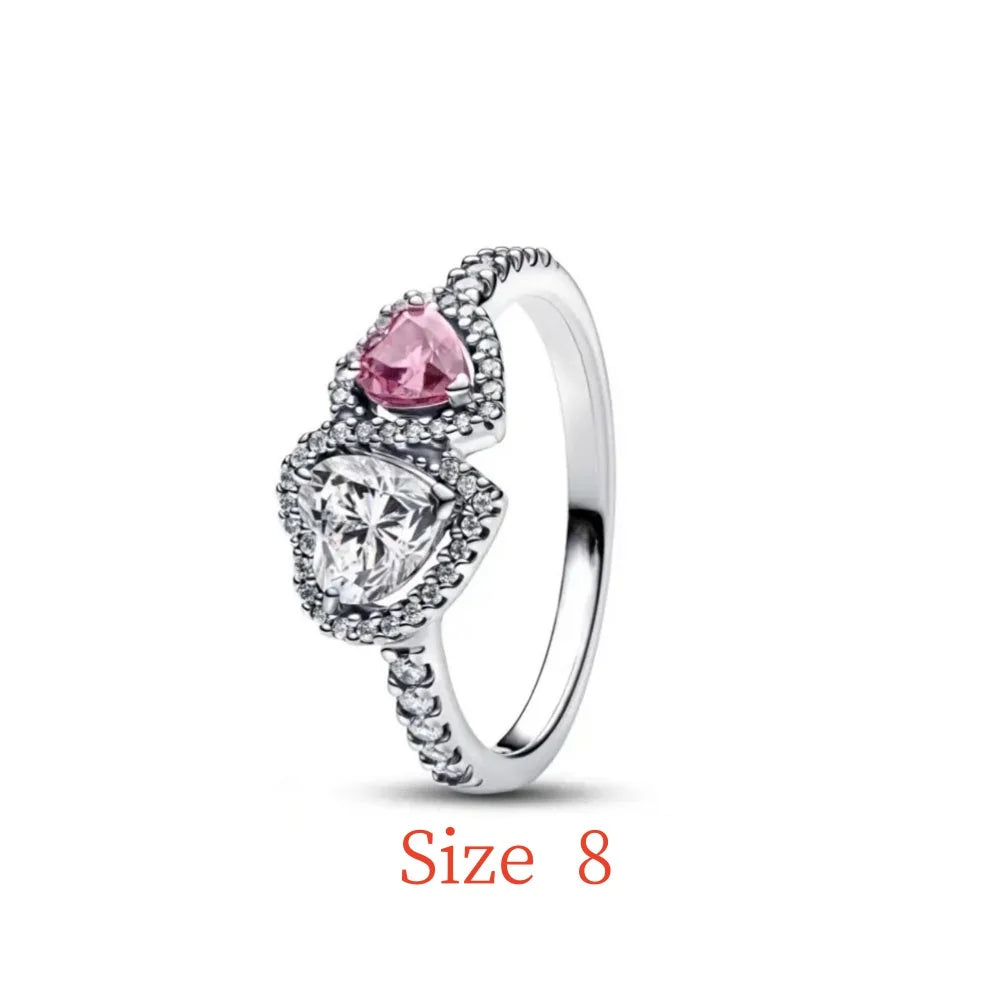 New 925 Silver bow Heart-shaped Ring Necklace, Suitable for Valentine's Day, Holiday Gifts for Women, DIY High-end, Fashion Jewelry