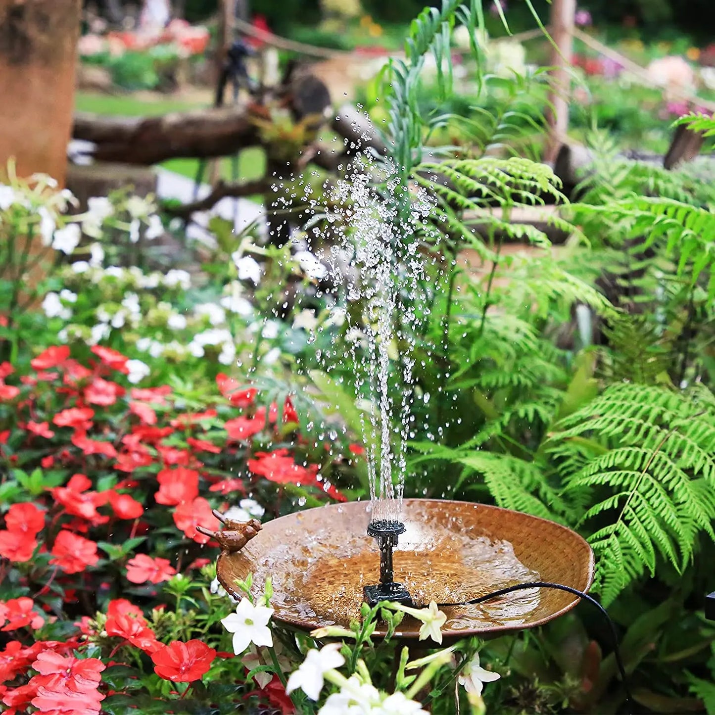 2.5W Solar Water Pump Fountain with 6Nozzles and 4ft Water Pipe, Solar Powered Pump for Bird Bath And Pond, Garden Solar Fountain Pump