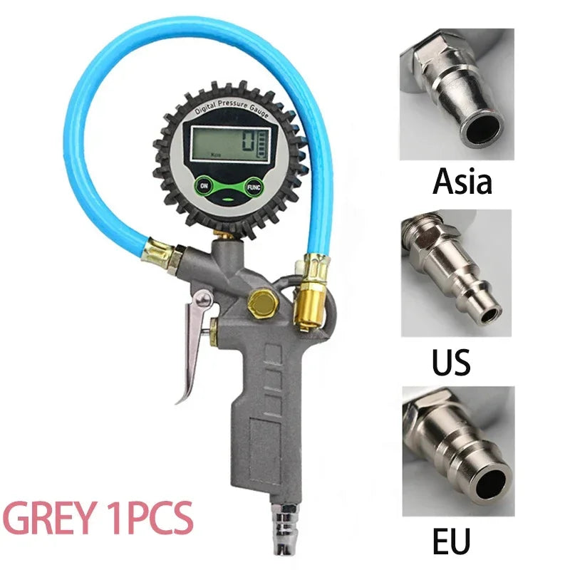 Digital car tire pressure gauge, inflatable tire pressure gun, inflation gun for measuring air pressure