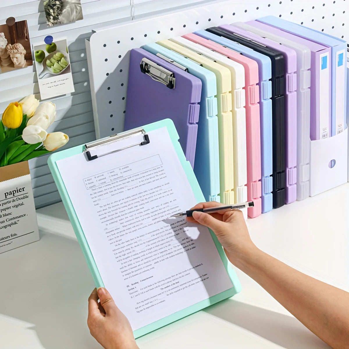 1Pc, A4 writing board file box, 2-in-1 A4 document and photo multifunctional storage box, portable organization tool for office