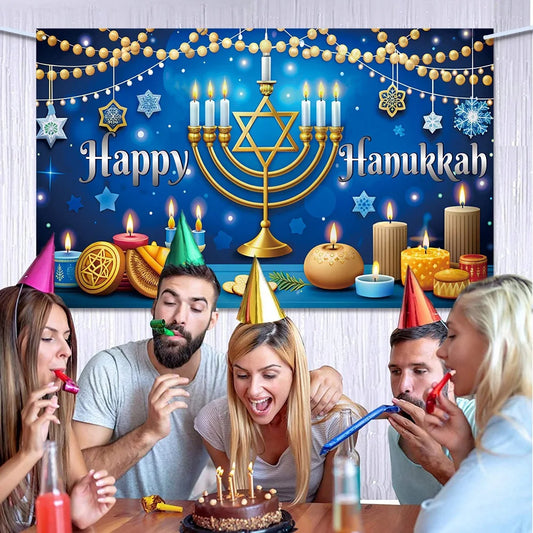 Judaísmo Feliz Janucá Telón de Fondo Judío Jesús Pascua Candelabro Decoración de Fiesta Fondo Fotográfico Fotografía Estudio Fotográfico