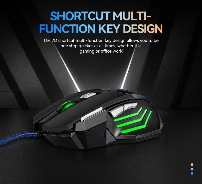 New Hyperspeed USB Gaming Mouse, RGB Backlit Ergonomic Game Mice, 7D Esports Wired Mouse for Laptop PC Gamer