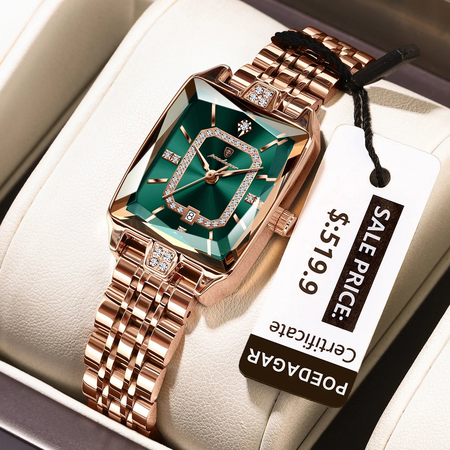 Luxury Watch For Woman, Waterproof Calendar High Quality Ladies Watch, Stainless Steel Quartz Women's Watches With Elegant Box, POEDAGAR