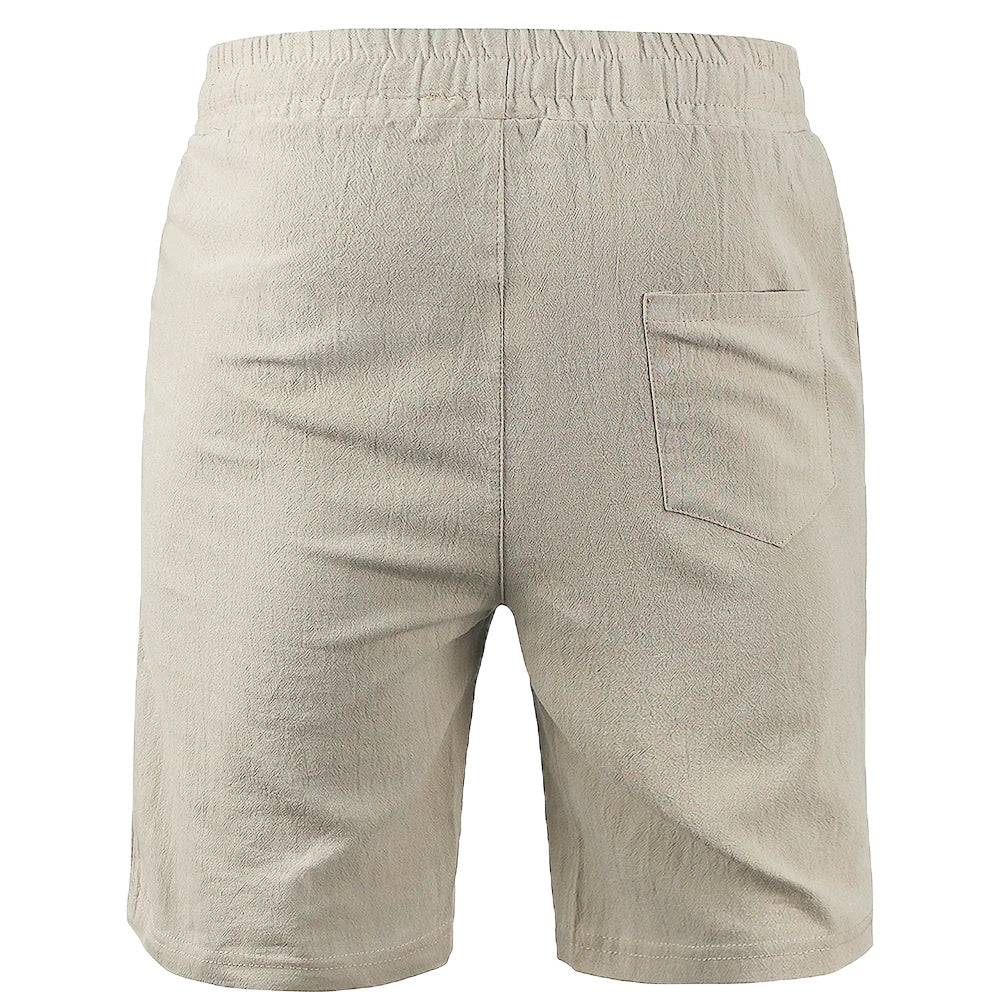 New Men's Cotton Linen Shorts Pants, Male Summer Breathable Solid Color Linen Trousers, Fitness Streetwear