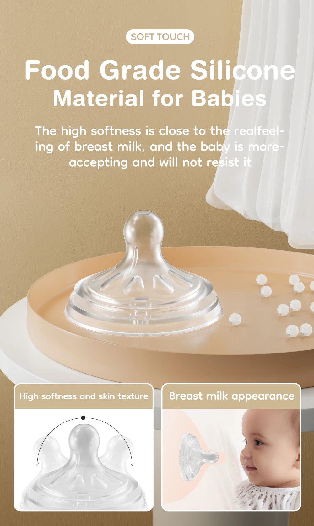 150/240/330ml, Baby Bottle With Handle Anti-bloating&Anti-drop, Clear Scale Milk Bottle Feeding Baby Bottles, BPA-FREE PP15