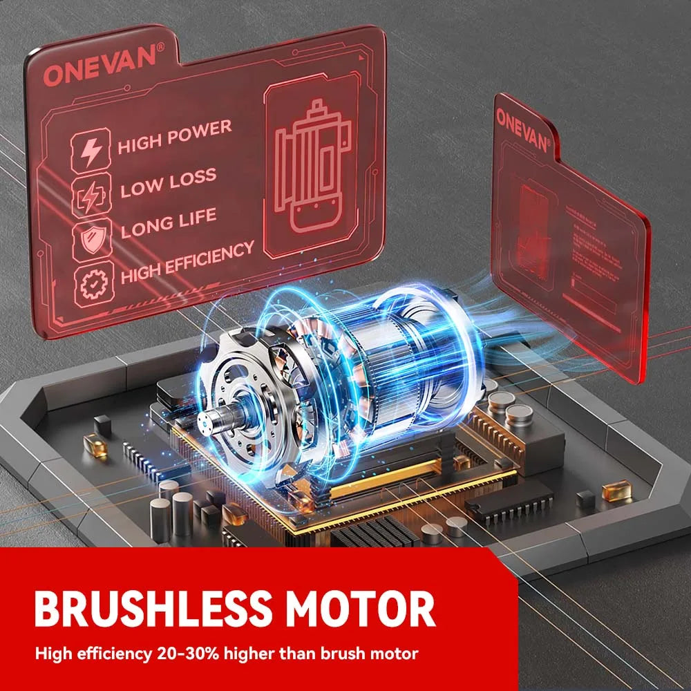 1200N.M Brushless Electric Impact Wrench, 3 Funtion 1/2" Cordless Portable Screwdriver Drill Tools For Makita Battery Pin, ONEVAN