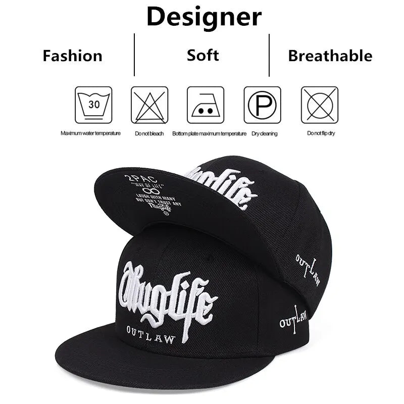 1 Pcs, Fashion Fastball CAP, Thuglife Embroidery Hiphop Baseball Cap, Snapback Hat, Adult Outdoor Casual Sun, Casual Bone Adjustable