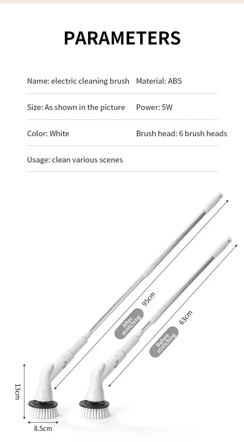 2000mAh, 6-in-1 Electric Cleaning Brush, Wireless Intelligence Rotary Cleaning Brush, Shower Clean Brush, Kitchen Bathroom, MIJIA