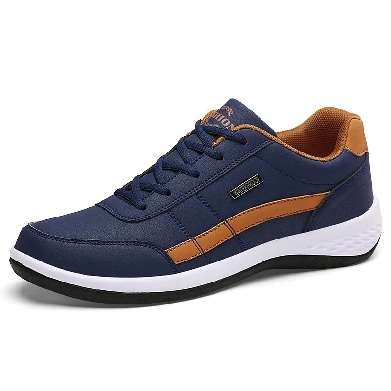 Men Leather Sneaker, Waterproof Casual Comfortable Men's Sneaker, Lace Up Footwear, Vulcanized Man Shoe Masculino, MAEDEF