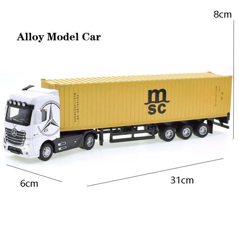 1:50 Diecast Alloy Truck Head Model Toy, Container Truck Pull Back With Light Engineering, Transport Vehicle Boy Toys For Children