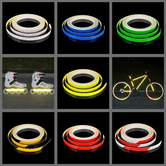 1cmx8m Safety Warning Stickers for Night Riding Walking Car Helmet Waterproof High Visibility Reflector Tape Reflective Stickers