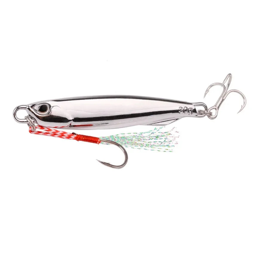 1Pc, Electroplated Lron Plate Rod Metal Fishing Bait, 60g 40g 30g 20g, Portable Fishing Lure, Sharp Hoops Tip, Spinning Tackle Tool