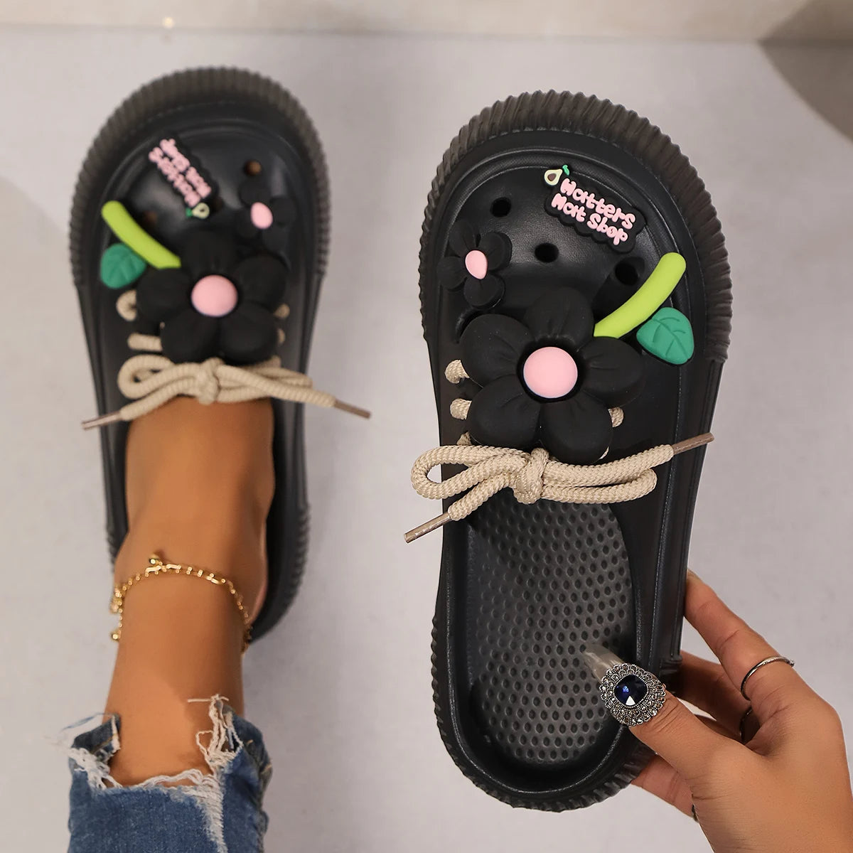 Summer Women Slippers, Cute Decoration Platform Sandals, Casual Outdoor Clogs, Beach Sandal, Non-slip Slides, Indoor Home Shoes 35-42