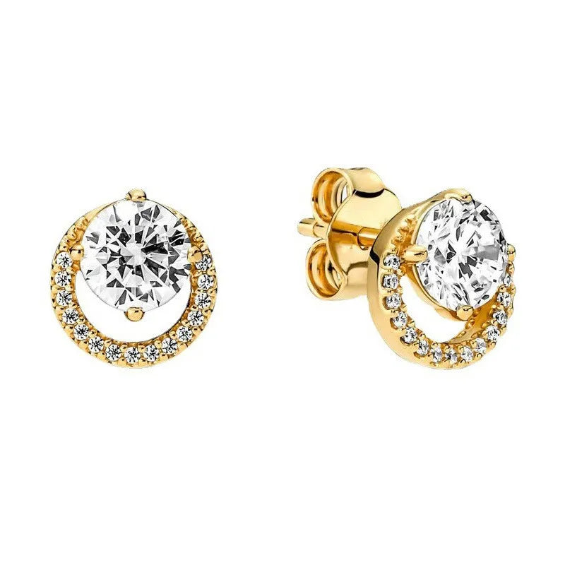 New S925 Silver Colored Zircon Necklace Earrings Suitable for Valentine's Day, Mother's Day, Anniversary Gift DIY Charm Jewelry