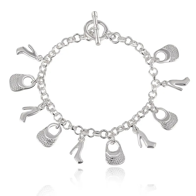 Fashion charm 925 Sterling Silver Bracelet for man woman, Twisted rope chain fine jewelry, Wedding party Christmas gift