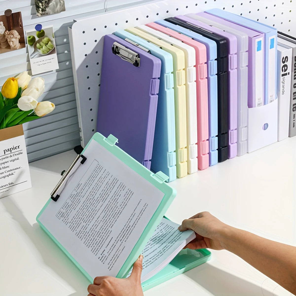 1Pc, A4 writing board file box, 2-in-1 A4 document and photo multifunctional storage box, portable organization tool for office