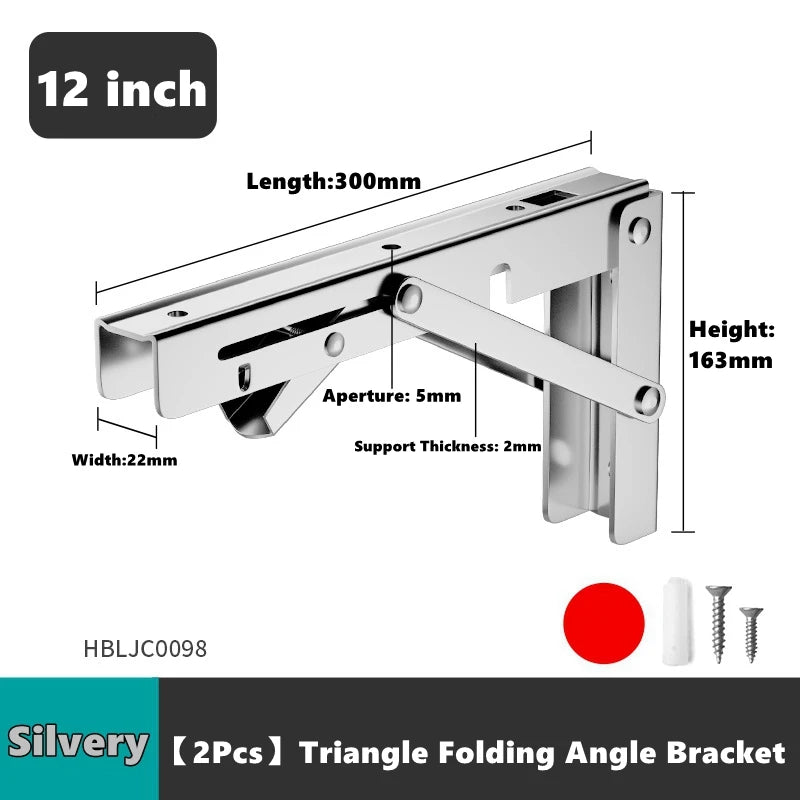 2Pcs, Multiple Sizes Triangle Folding Bracket, Shelf Table Desk, Floating Shelf, Collapsible Wall Mounted Bracket