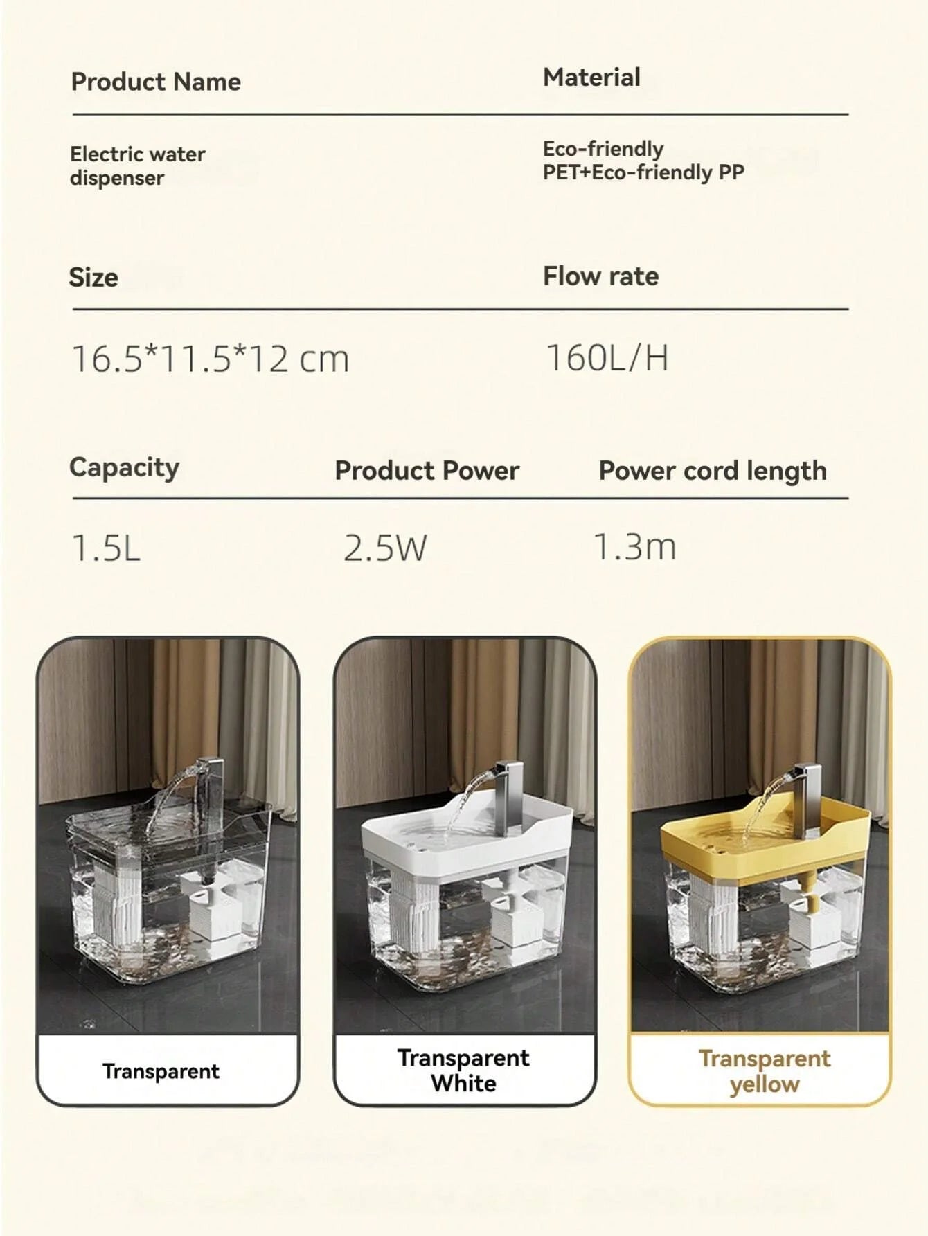 Cat Water Fountain, Auto Filter Transparent Cat Drinker, USB Anti-Dry Burning Recirculate Filtering Water Dispenser with Pump