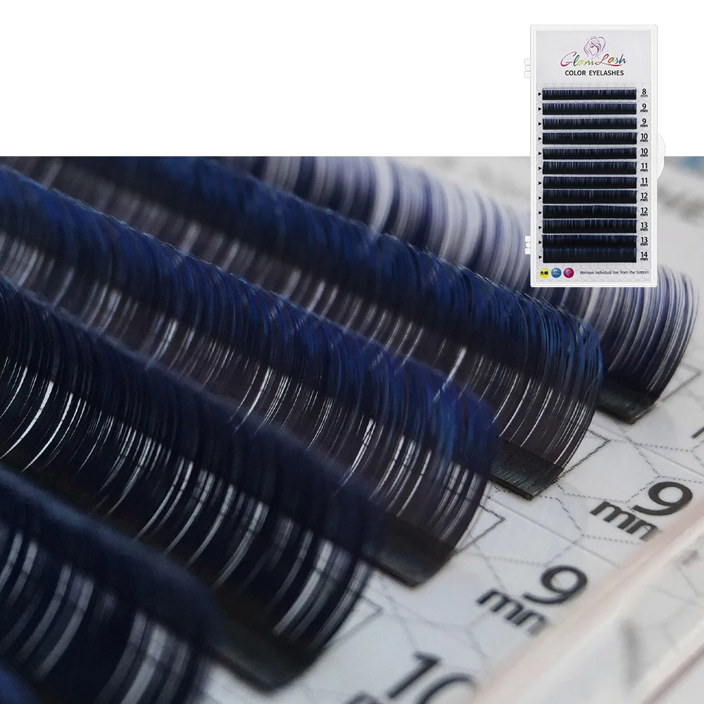 Colored Lashes, Lake Blue/ Lavender/ Cinnamon/ Dark Green/ Matcha Grey, Individual Natural False Colorful Eyelash Extension, GLAMLASH