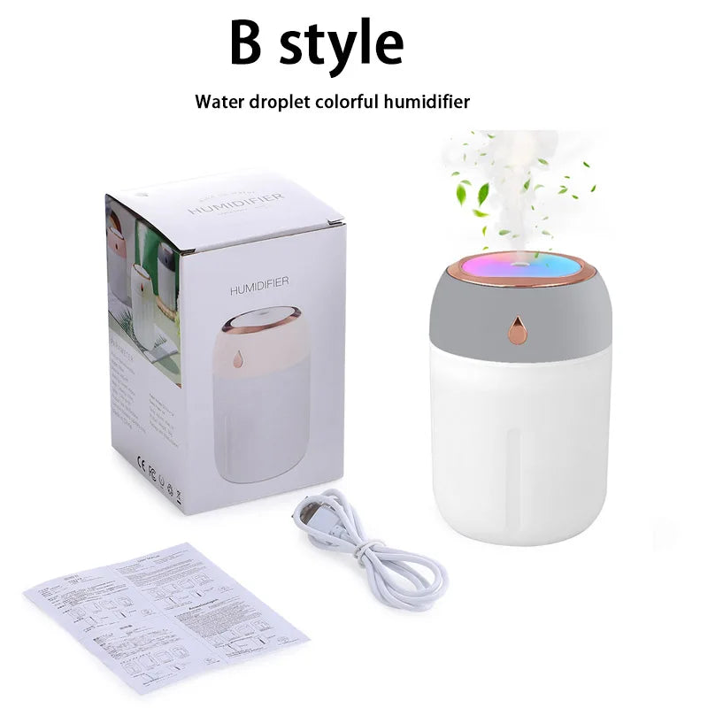 Humidificador de aire de 600 ml, generador de nano-niebla, rociador de agua, difusor de aceites esenciales para aromaterapia, atomizador silencioso con luz de colores para el hogar y el coche