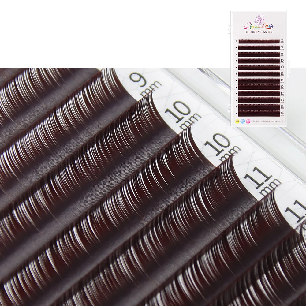 Colored Lashes, Lake Blue/ Lavender/ Cinnamon/ Dark Green/ Matcha Grey, Individual Natural False Colorful Eyelash Extension, GLAMLASH