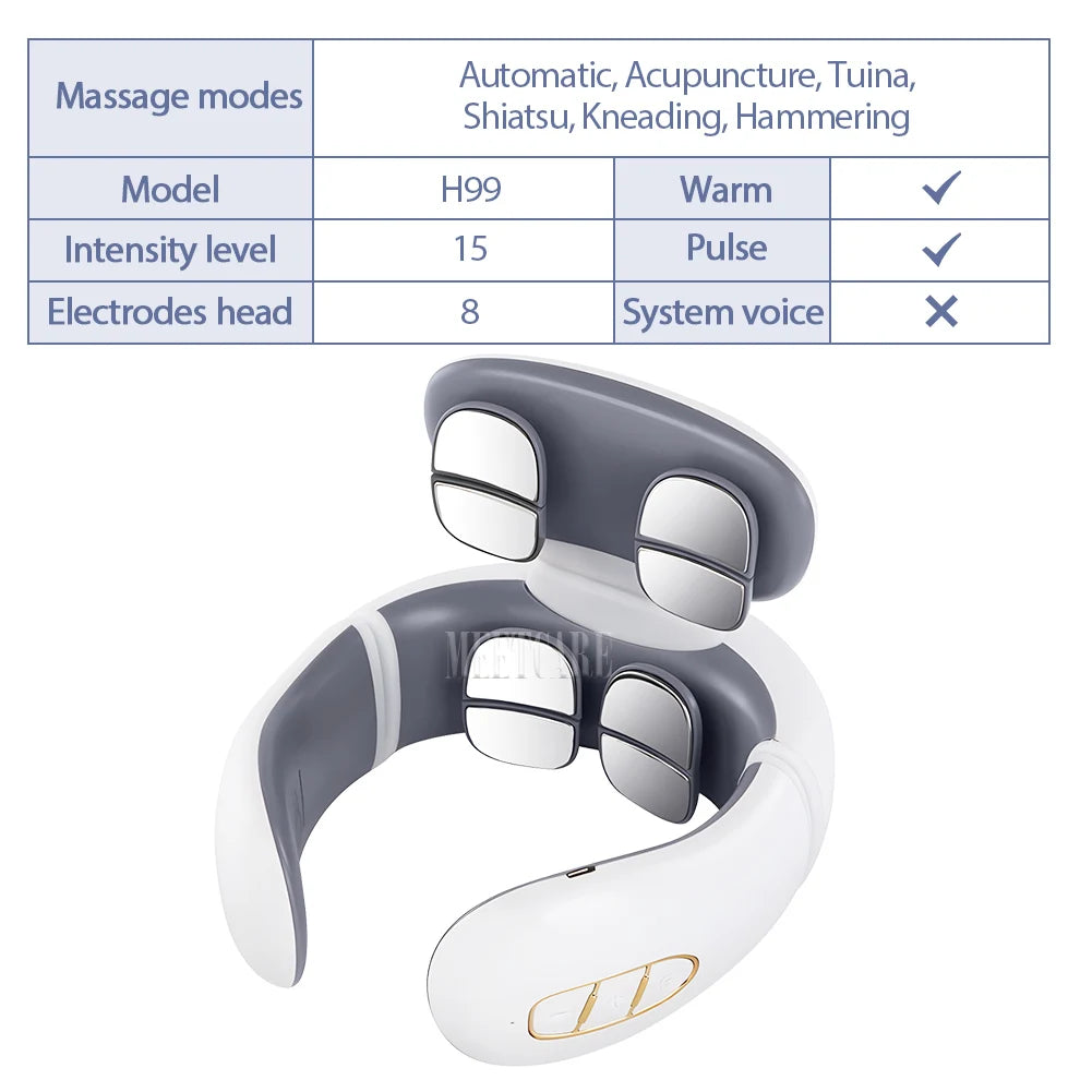 TENS Pulse Back Neck Massage 4 Modes EMS Electric Smart Shoulder Cervical Massager Relaxation Muscle Beating Health Care Tool