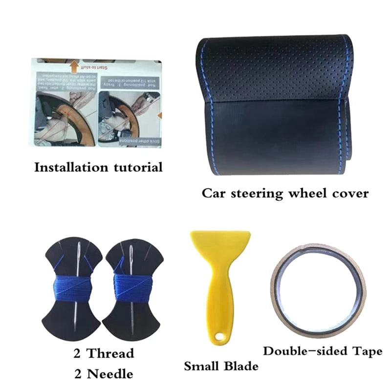 DIY Black Faux Leather Car Steering Wheel Cover For Audi Audi A3 8P Sportback A4 B8 Avant A5 8T A6 C6 A8 D3 Q7 8R Q5 4L S4 S3