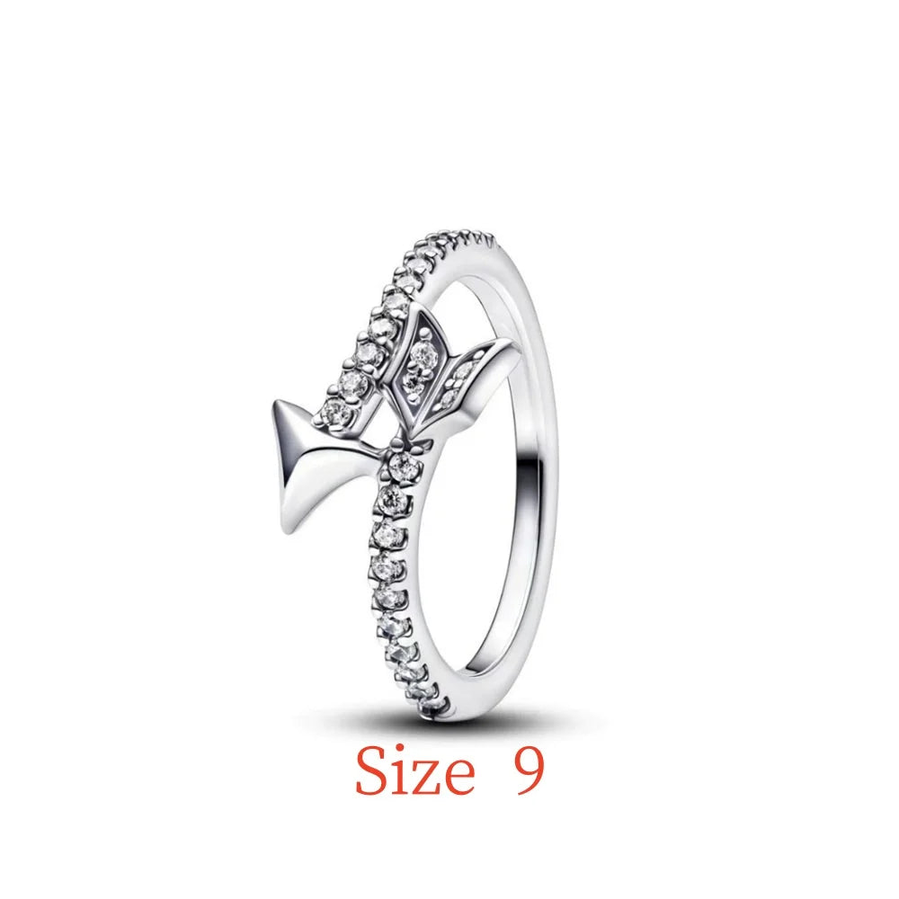 New 925 Silver bow Heart-shaped Ring Necklace, Suitable for Valentine's Day, Holiday Gifts for Women, DIY High-end, Fashion Jewelry