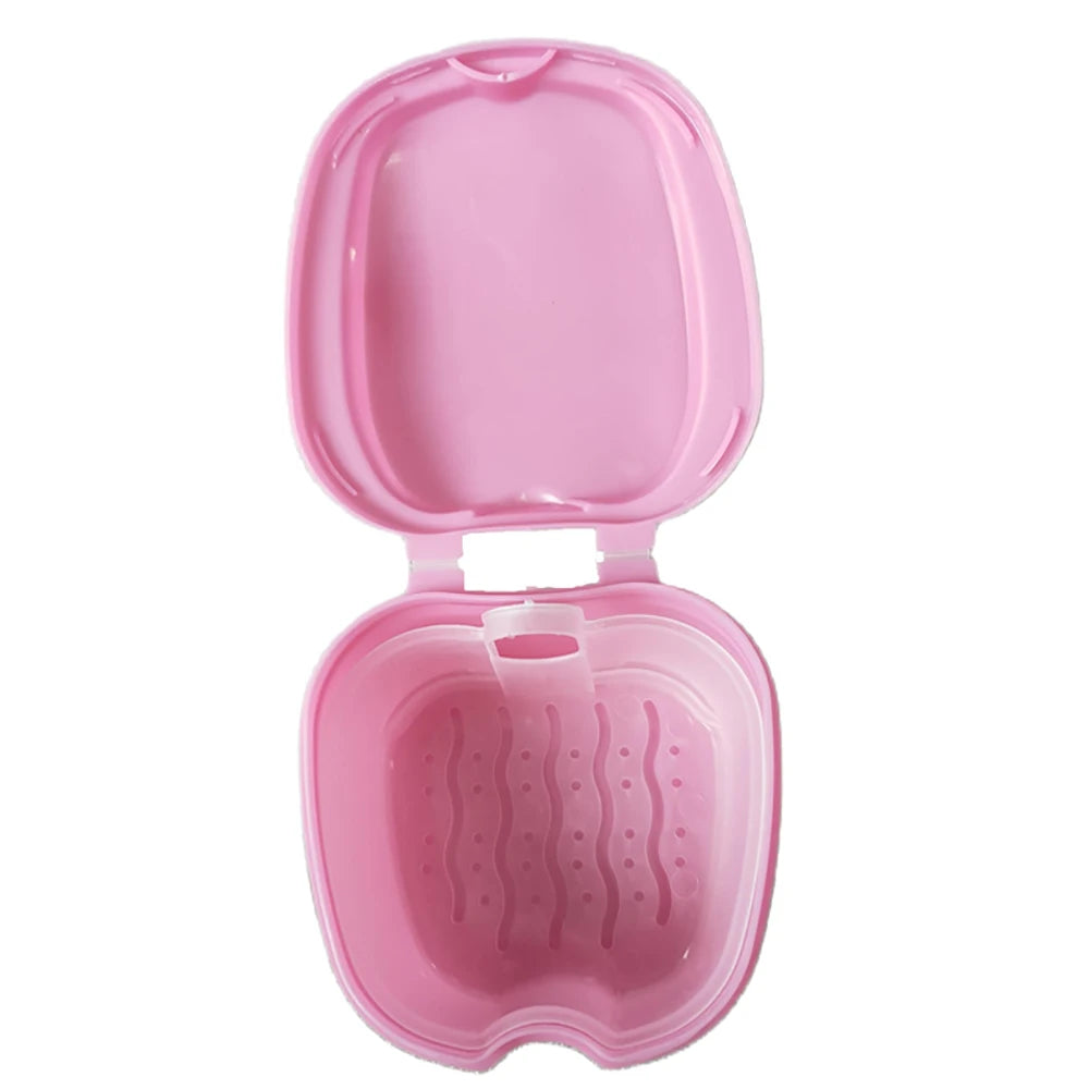 Denture Bath Box, Organizer, Dental False Teeth Storage Box with Hanging Net Container Cleaning Teeth Cases, Artificial Tooth Boxes