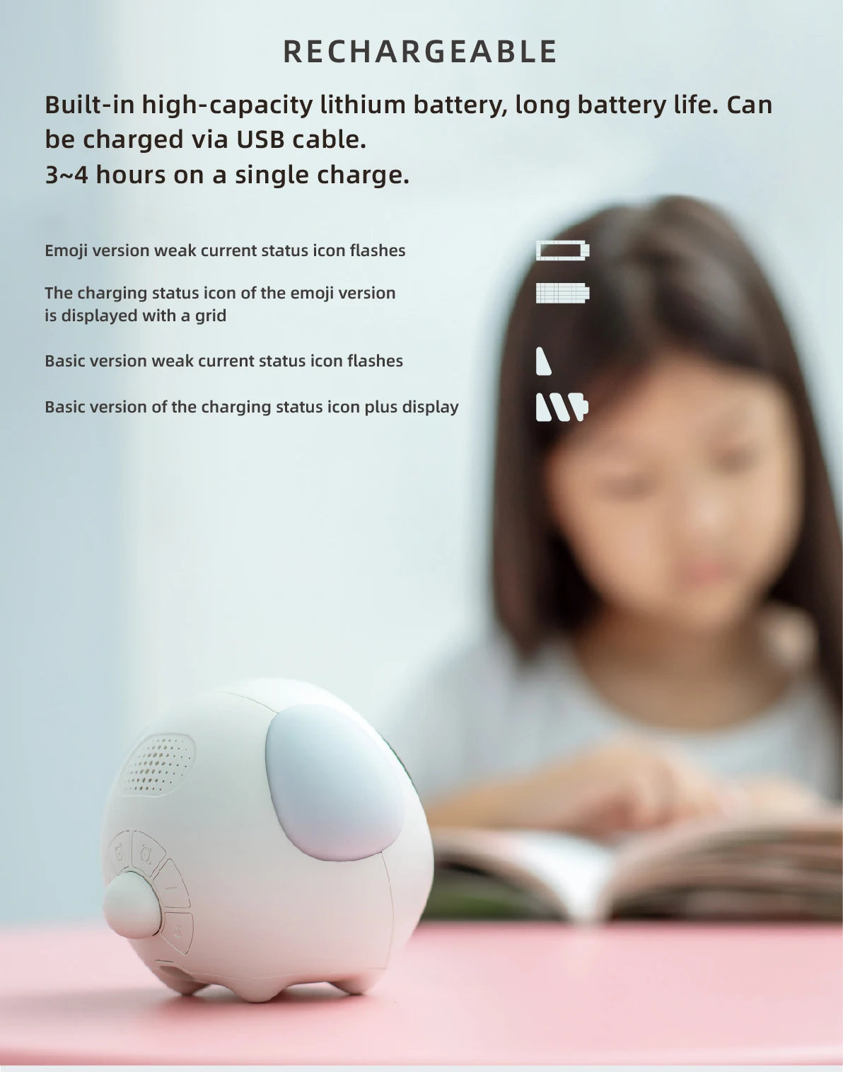 Child Alarm Clock, Digital Emotion Table Clock, Light Cute Cartoon Alarm Clock For Kids, Digital, Touch Sensing
