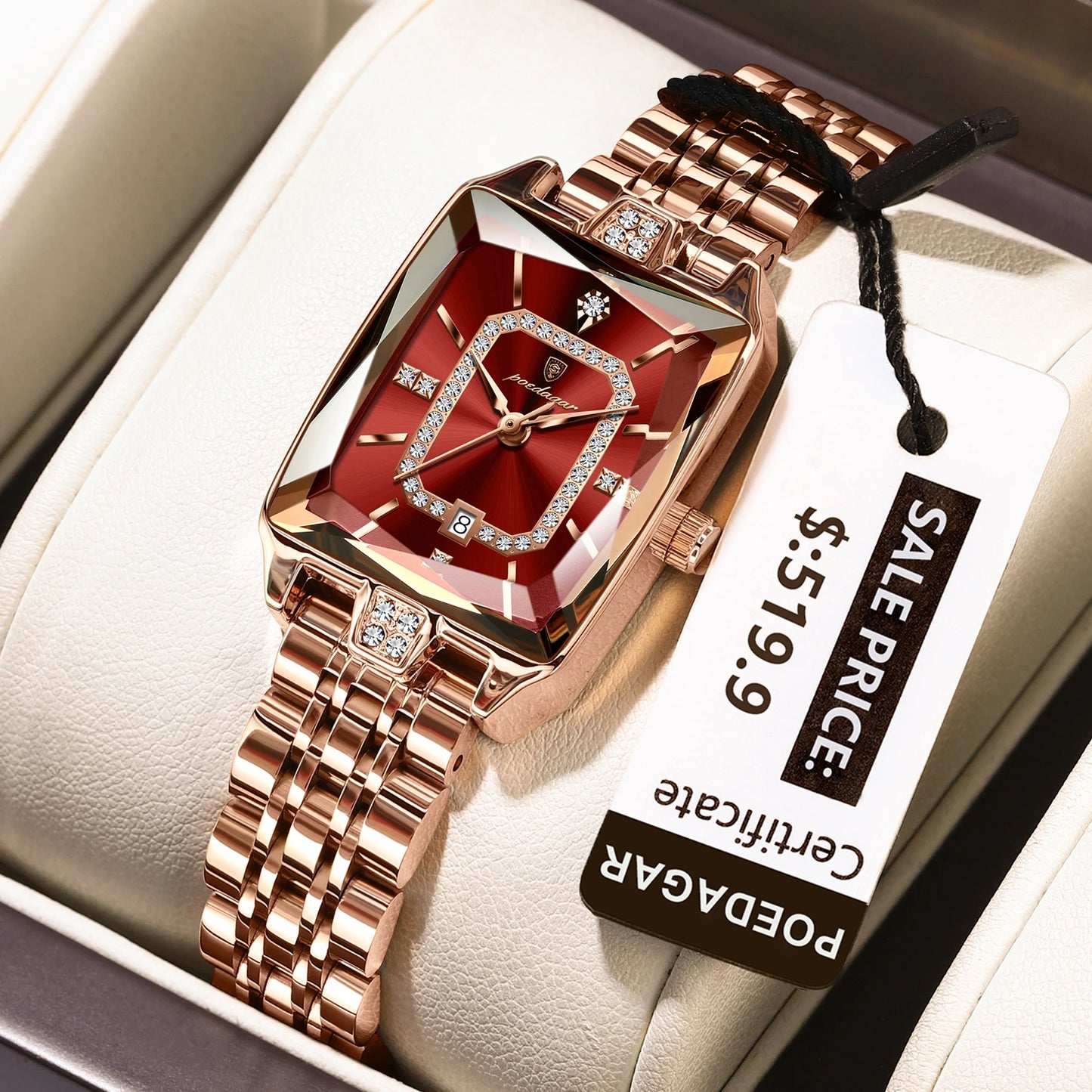 Luxury Watch For Woman, Waterproof Calendar High Quality Ladies Watch, Stainless Steel Quartz Women's Watches With Elegant Box, POEDAGAR