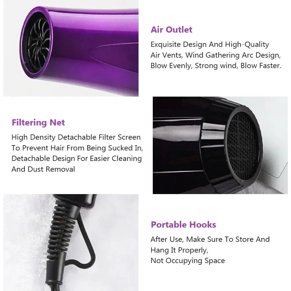 High-Power Ionic Hair Dryer, Fast Heating and Hot/Cold 9 Gears Adjustment Home Professional Hair dryer, Blow Dryer with Accessories