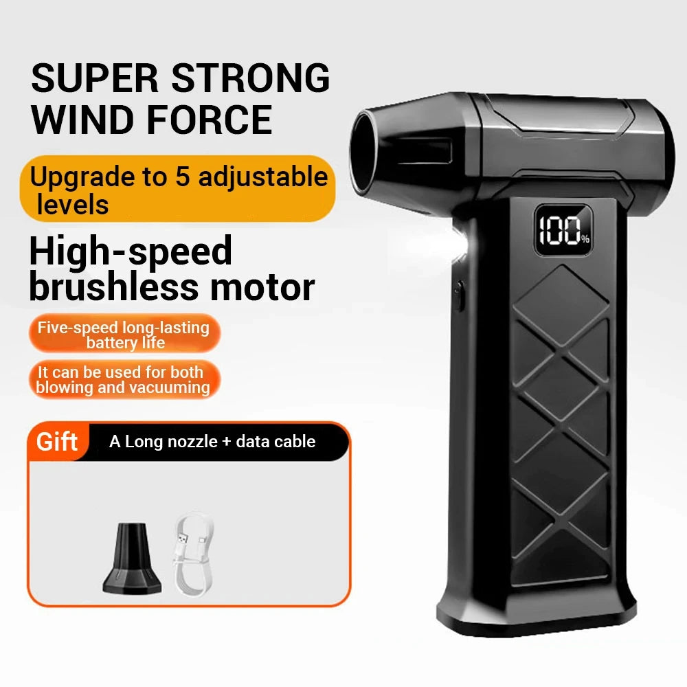 2026 New Turbo Jet Blower 800,000 RPM Brushless Motor Outdoor Powerful Air Blower Handheld Blower Rechargeable Thrust PC Tool