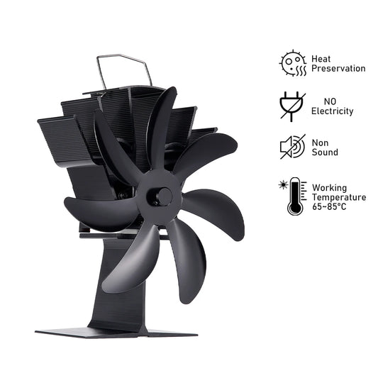 7 Blades Stove Fan Heat Powered Fireplace Fan Log Wood Burner Aluminum Alloy Eco-Fan Quiet Home Warm Efficient Heat Distribution