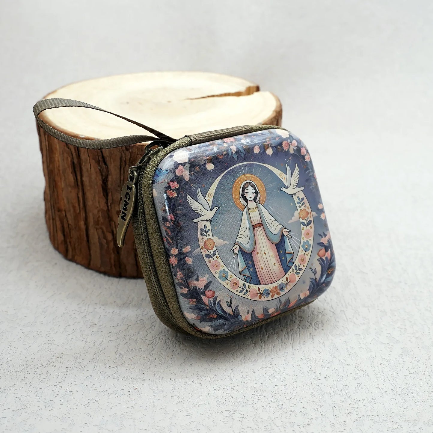 7x7cm, Virgin Mary Jesus Prayer Rosary Bag, Religious Jewelry Storage Box, Articulos Religiosos Catolico