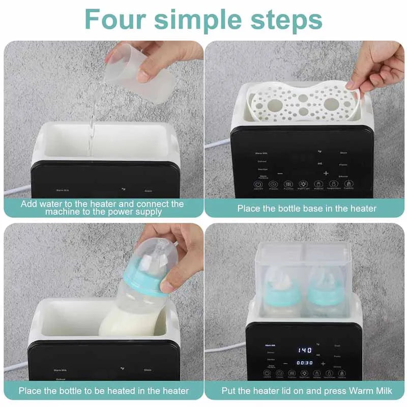 Baby Bottle Warmer Sterilizer, Multifunction Fast Milk Bottle Warmers with Timer Accurate Temperature Control, Newborn Accessories