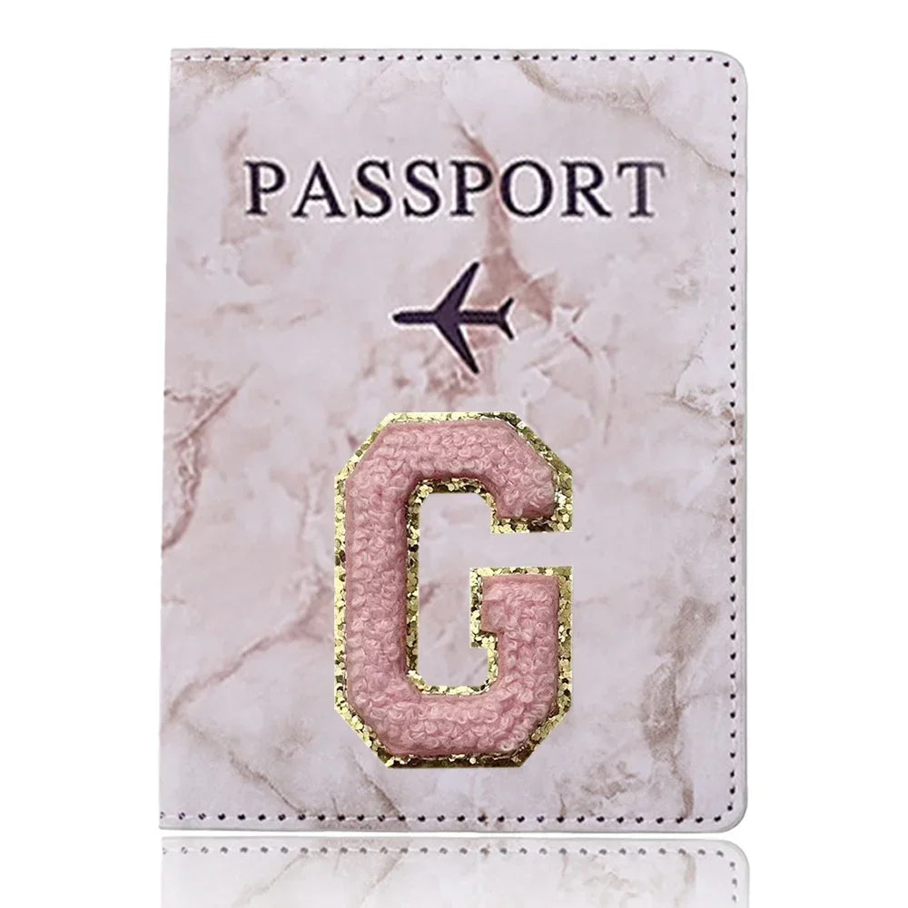 Fashion Passport Protective Cover, Embroidery Letter Pattern Travel Passport Holder, Wallet Gift PU Leather Card Case Cover Unisex