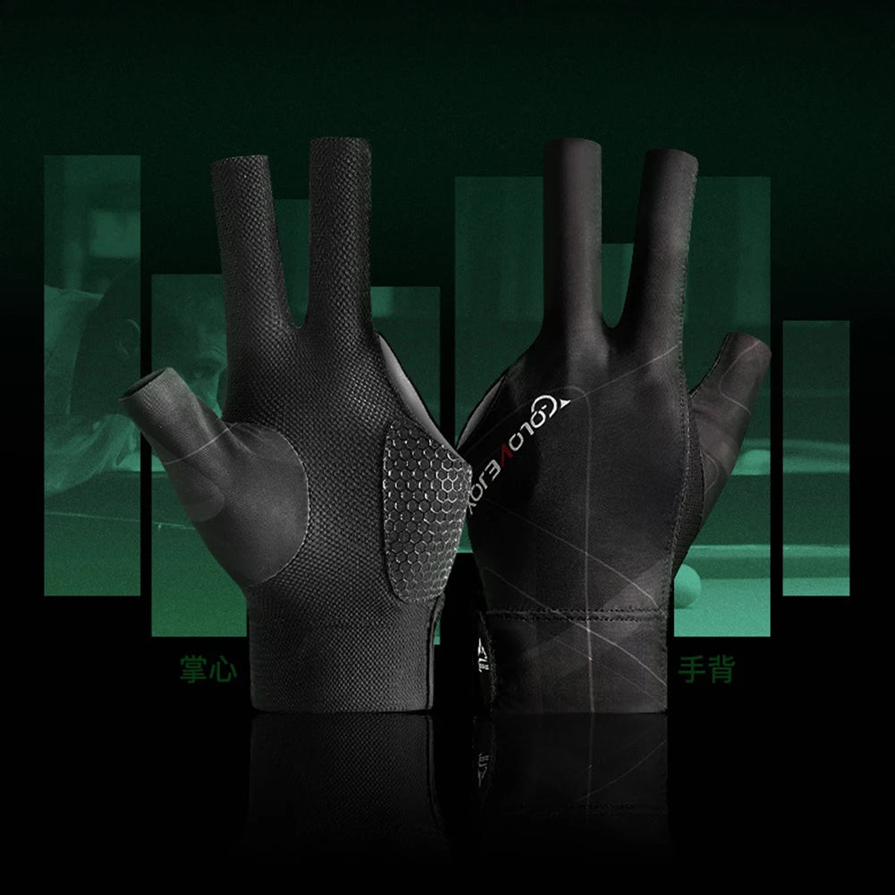 1Pc, Open Finger Billiard Gloves, Breathable Polyester Snooker Pool Glove, Adjustable Sticker, Smooth Soft Lightweight Amateur Training