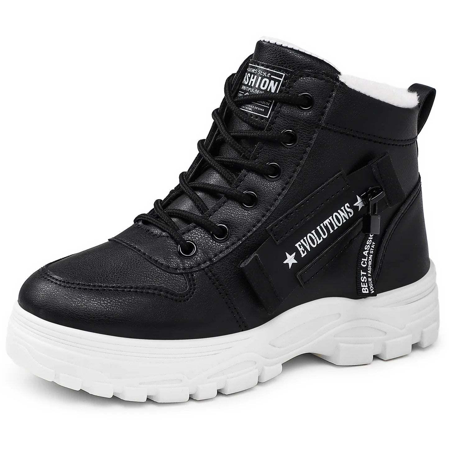 New Style Snow Boots for Men and Women Fashionable and Warm Thick Cotton Shoes Waterproof Lace Up Mid Tube Cotton Boots 35-45