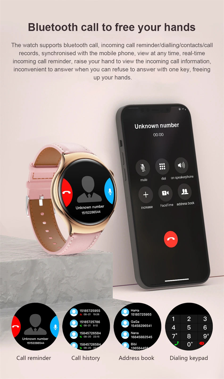 New GPS NFC Bluetooth Call Smartwatch, Women Watch, 4 mini Sports Track, Heart Rate Oximetry Monitoring Health Smartwatch For Woman