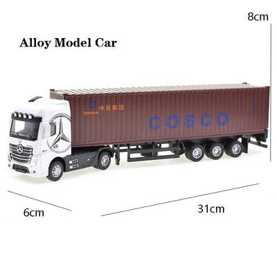 1:50 Diecast Alloy Truck Head Model Toy, Container Truck Pull Back With Light Engineering, Transport Vehicle Boy Toys For Children