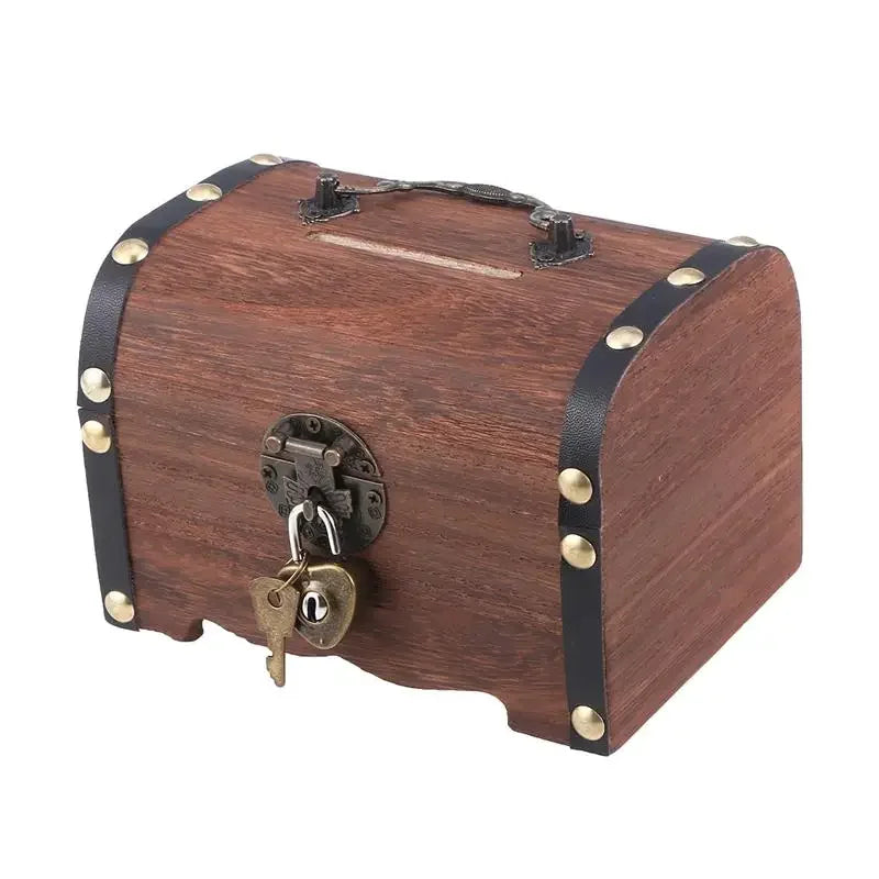 Treasure Chest With Lock, Vintage Treasure Storage Box, Piggy Bank Organizer, Saving Box Case With Lock For Home Retro Decoration