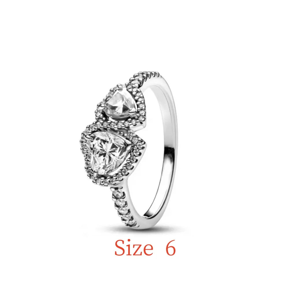 New 925 Silver bow Heart-shaped Ring Necklace, Suitable for Valentine's Day, Holiday Gifts for Women, DIY High-end, Fashion Jewelry