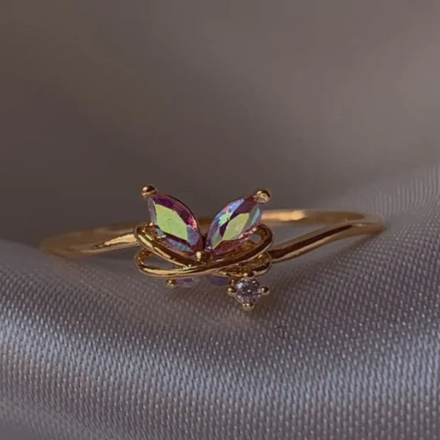 New Cute Colorful Zircon Flower Ring For Women Girl, Fashion Vintage Zircon Adjustable Rings, Jewelry Gift