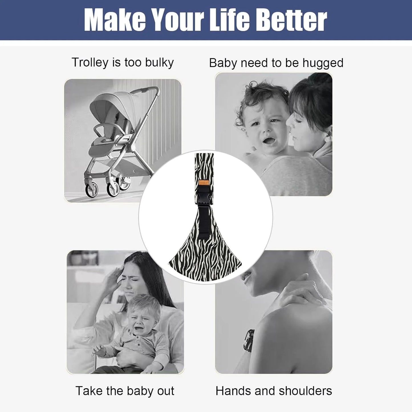 Portable Baby Carrier Wrap, Toddler Accessories, Multifunctional Strap Infant Bag, Adjustable Shoulder Baby Carriers Sling for Kids