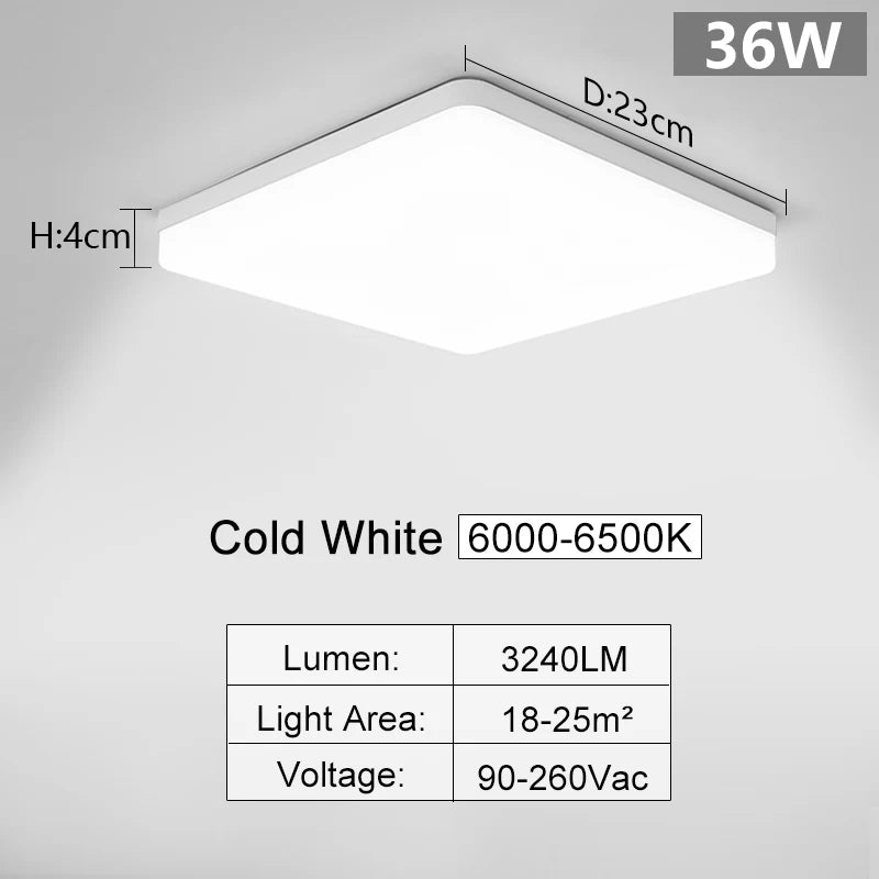 Square Led ceiling lamp, bedroom lighting, Neutral white, cold white, warm white, 48W 36W 24W 18W led ceiling light room, MARPOU