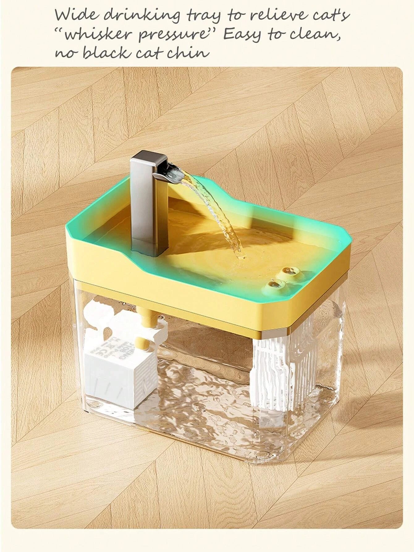 Cat Water Fountain, Auto Filter Transparent Cat Drinker, USB Anti-Dry Burning Recirculate Filtering Water Dispenser with Pump