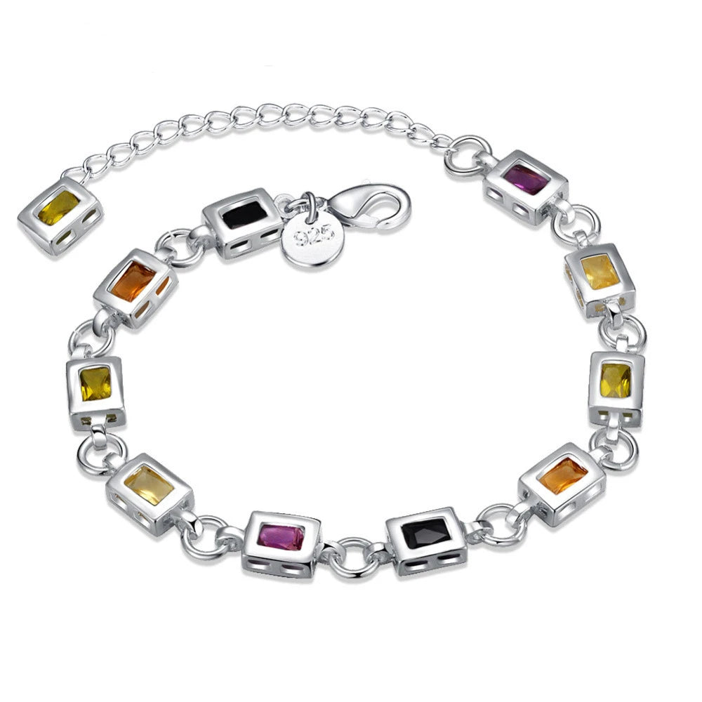 Fashion charm 925 Sterling Silver Bracelet for man woman, Twisted rope chain fine jewelry, Wedding party Christmas gift