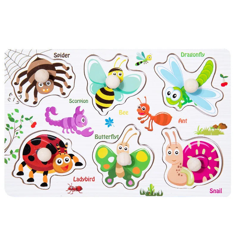 Wooden Puzzle Kids Montessori Toys for Baby 1 2 3 Years Old Alphabet Number Shape Matching Games Children Early Educational Toys